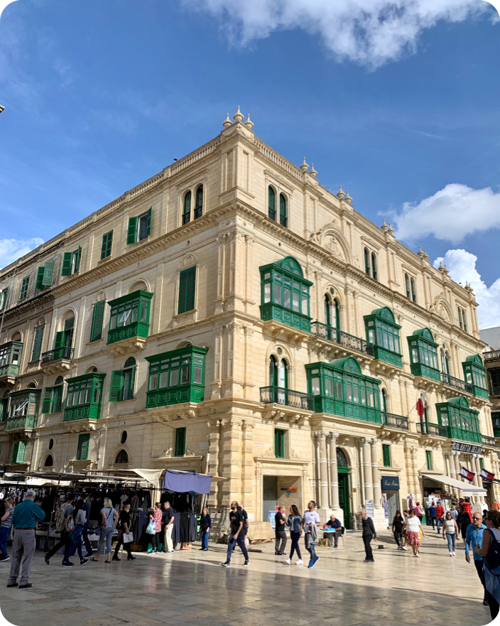 streets of valletta with people